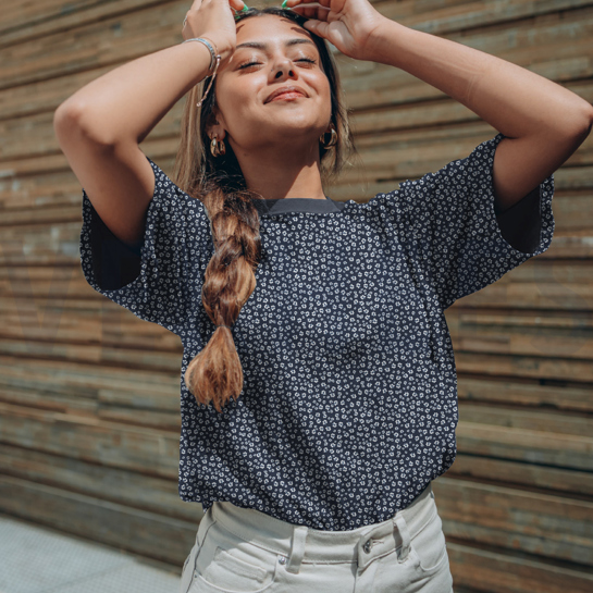 BAMBUS BAUMWOLL JERSEY BLUMEN DUNKELVIOLETT #7