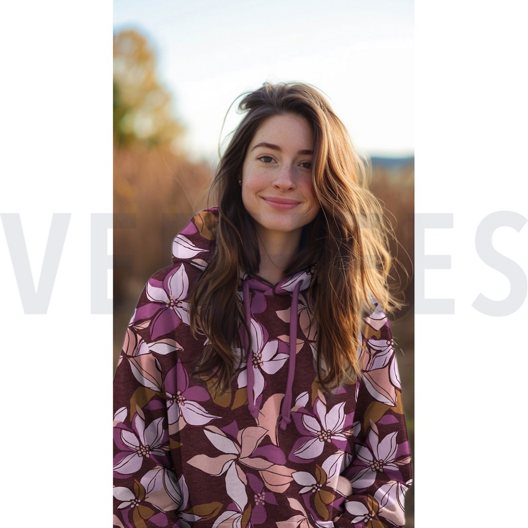 SWEAT DIGITAL FLOWERS BORDEAUX #7