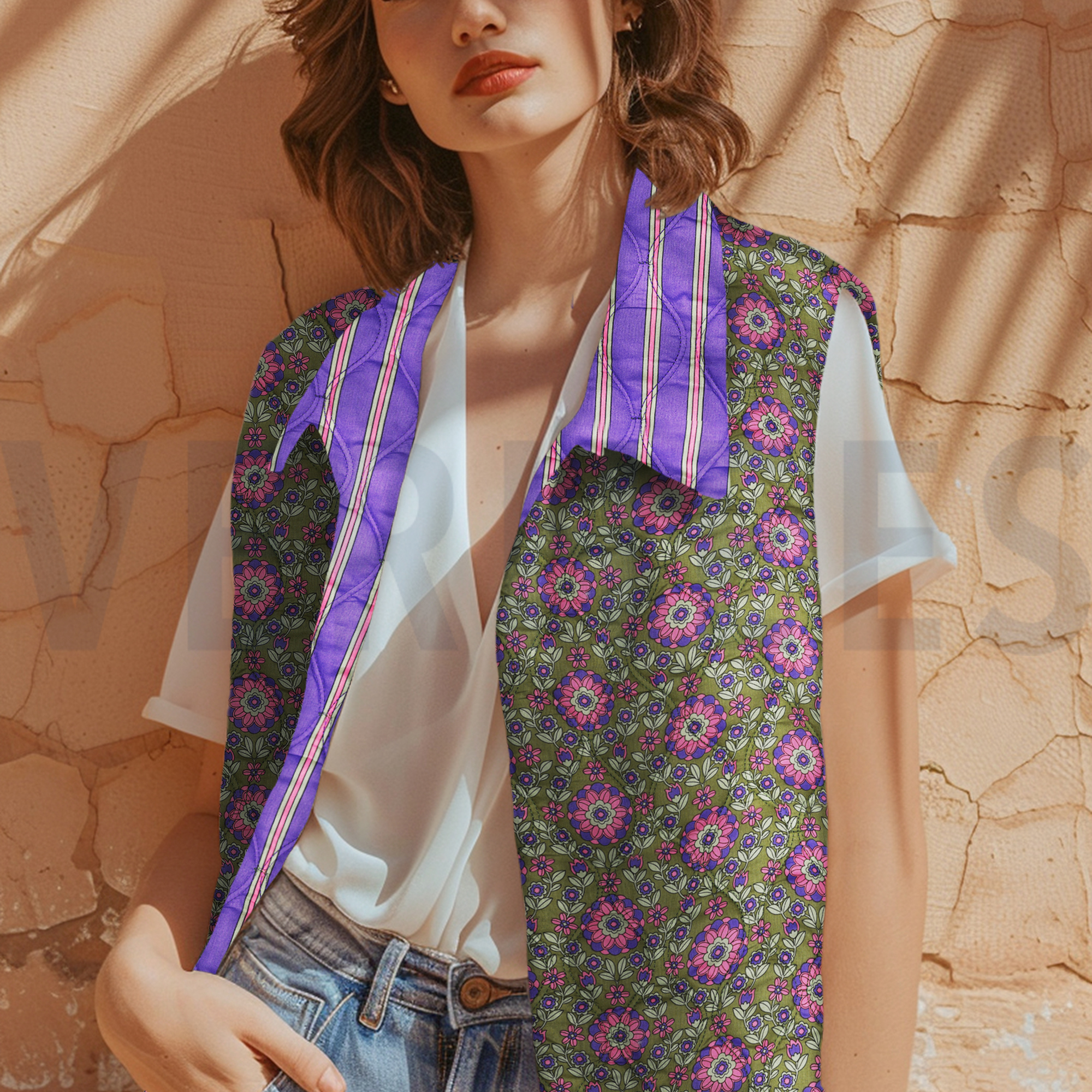 COTTON VOILE STEPPED FLOWERS CARAMEL / COBALT (high resolution) #7
