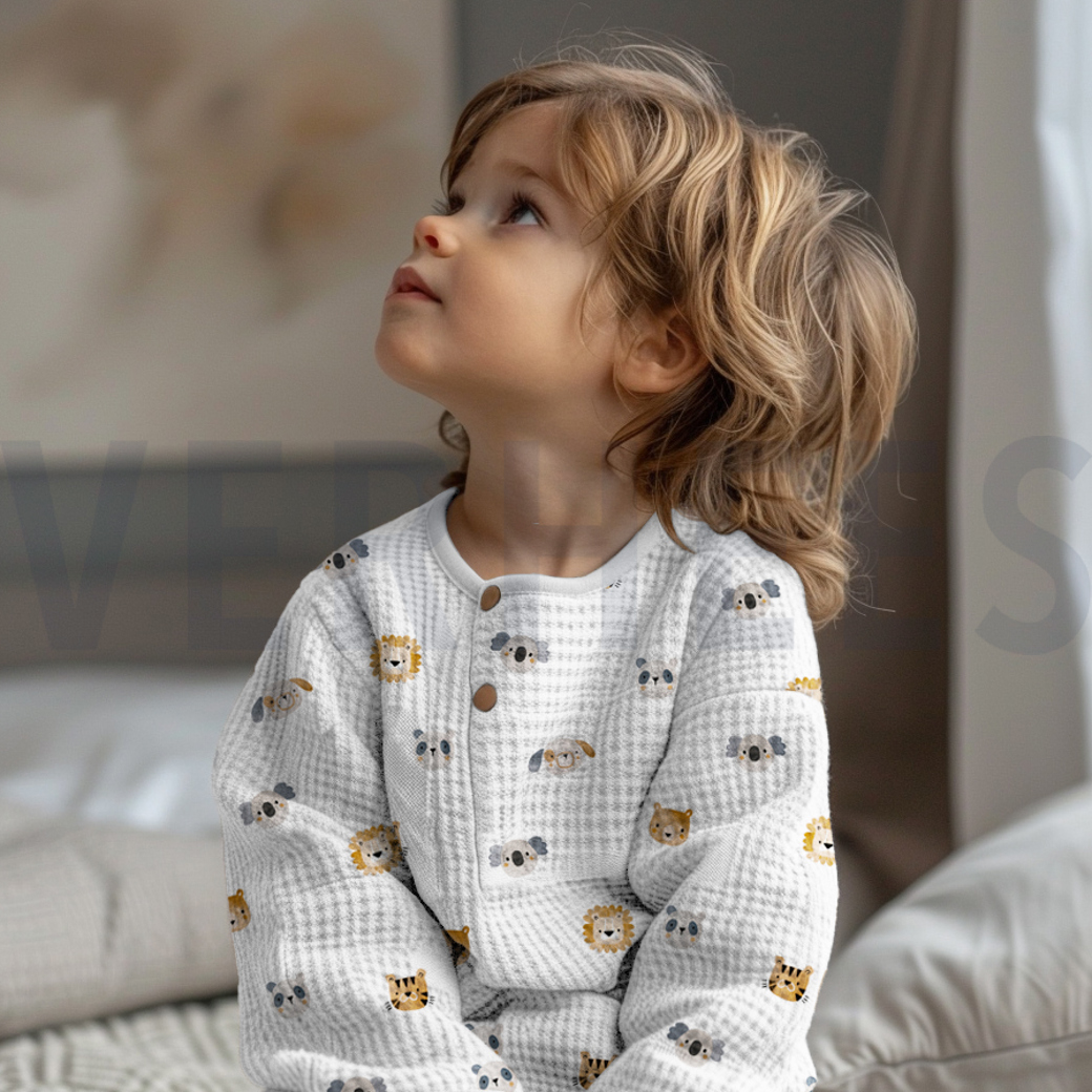 COTTON WAFFLE DIGITAL ANIMALS WHITE #7