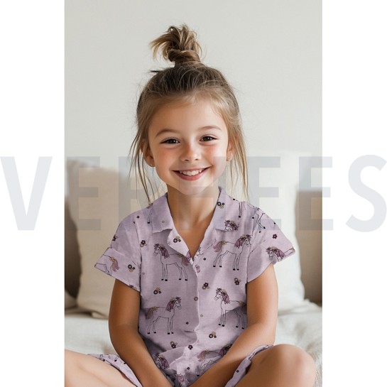 JERSEY MELANGE GLITTER HORSES PURPLE #7