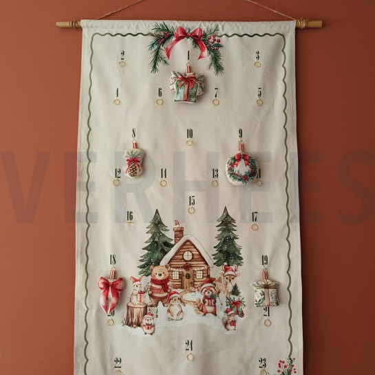 CANVAS ADVENT CALENDAR PANEL LINEN LOOK #7