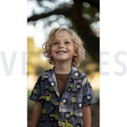 FINE POPLIN DIGITAL MONSTERTRUCKS NAVY (thumbnail) #7