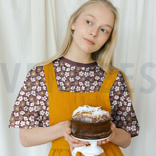 JERSEY GLITTER FLOWERS WINE RED #7