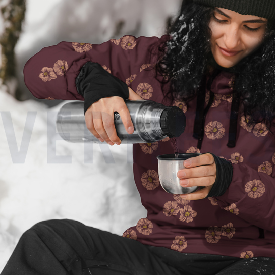 SOFTSHELL DIGITAAL BLOEMEN AUBERGINE #7