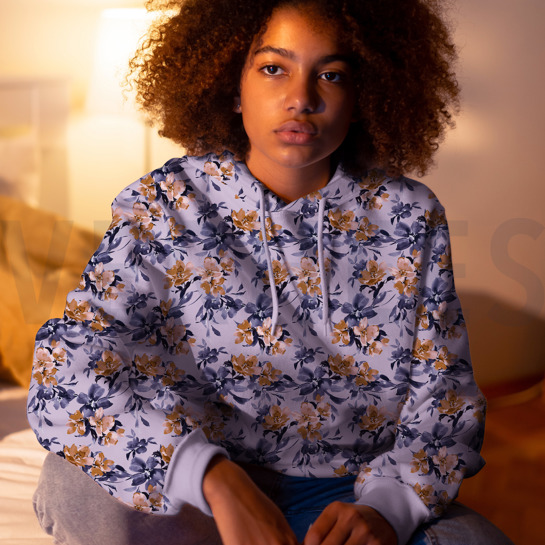 FRENCH TERRY DIGITAL FLOWERS LILAC #7