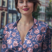 COTTON SATIN FLOWERS BLUE (thumbnail) #7