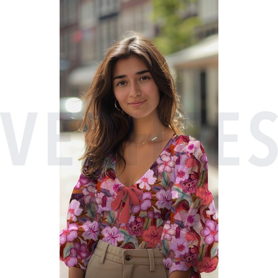 COTTON SATIN DIGITAL FLOWERS FUCHSIA #7