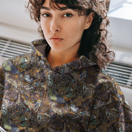 FRENCH TERRY DIGITAL BUTTERFLIES DARK GREY #7