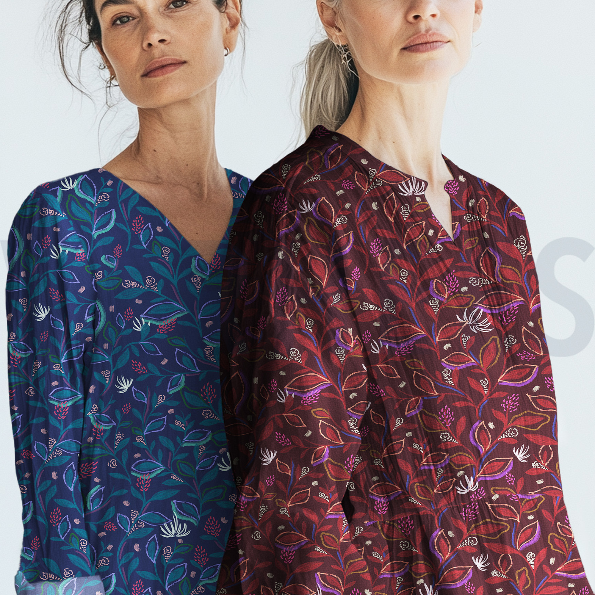 FINE POPLIN DIGITAL LEAVES COBALT (high resolution) #7