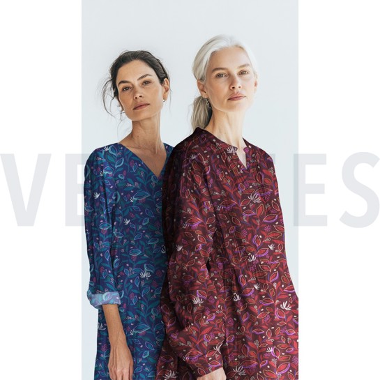 FINE POPLIN DIGITAL LEAVES BORDEAUX #7