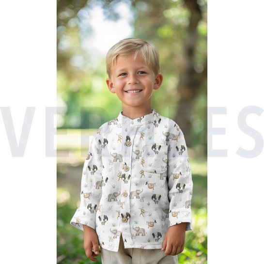 FINE POPLIN DIGITAL SAFARI ANIMALS OFFWHITE #7