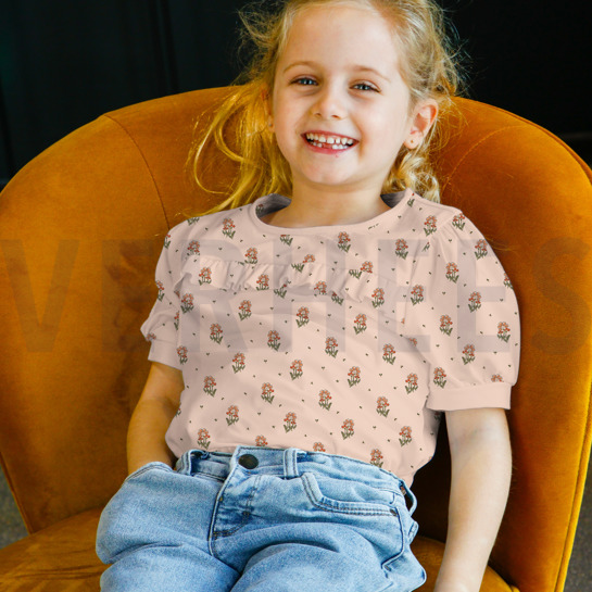 BAMBUS BAUMWOLL JERSEY KLEINE BLUMEN SAND #7