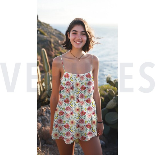 FINE POPLIN DIGITAL FLOWERS RED #7