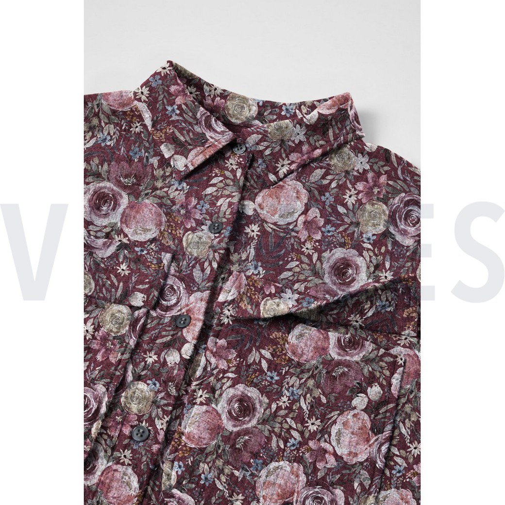 DOUBLE GAUZE DIGITAL FLOWERS WHITE #7