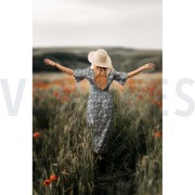 POPLIN DIGITAL WATERCOLOUR FLOWERS ROUGE (thumbnail) #7