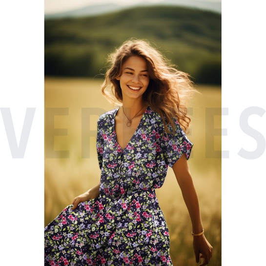 VISCOSE RADIANCE DIGITAL FLOWERS WHITE #7