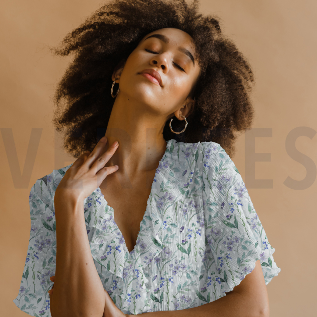 VISCOSE DOBBY DIGITAL FLOWERS WHITE #7