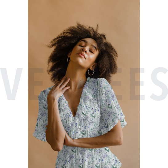 VISCOSE DOBBY DIGITAL FLOWERS WHITE #7