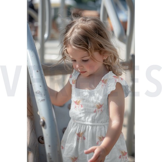 DOUBLE GAZE DE COTON LICORNES BLANC #7