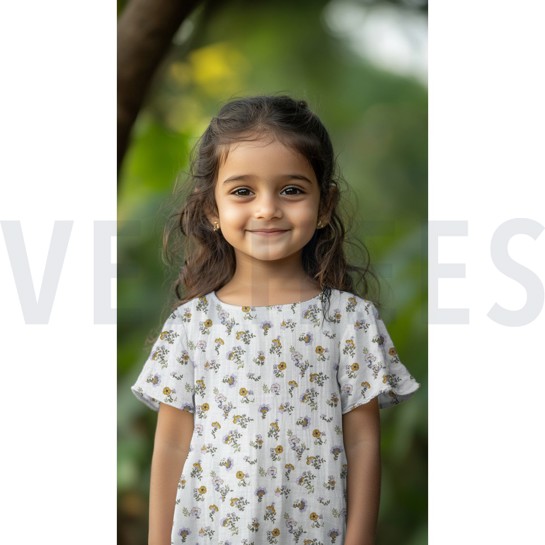 DOUBLE GAUZE GOTS FLOWERS WHITE #7