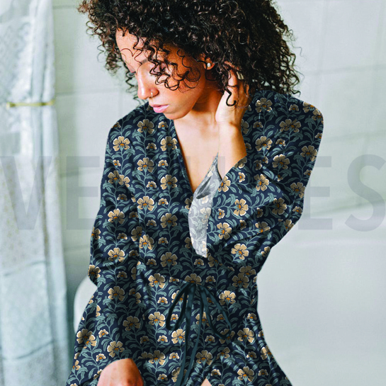 VISKOSE RADIANCE BLUMEN SCHWARZ #7