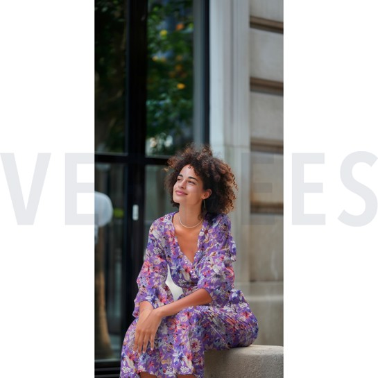 COTTON VISCOSE DIGITAL FLOWERS LAVENDER #7