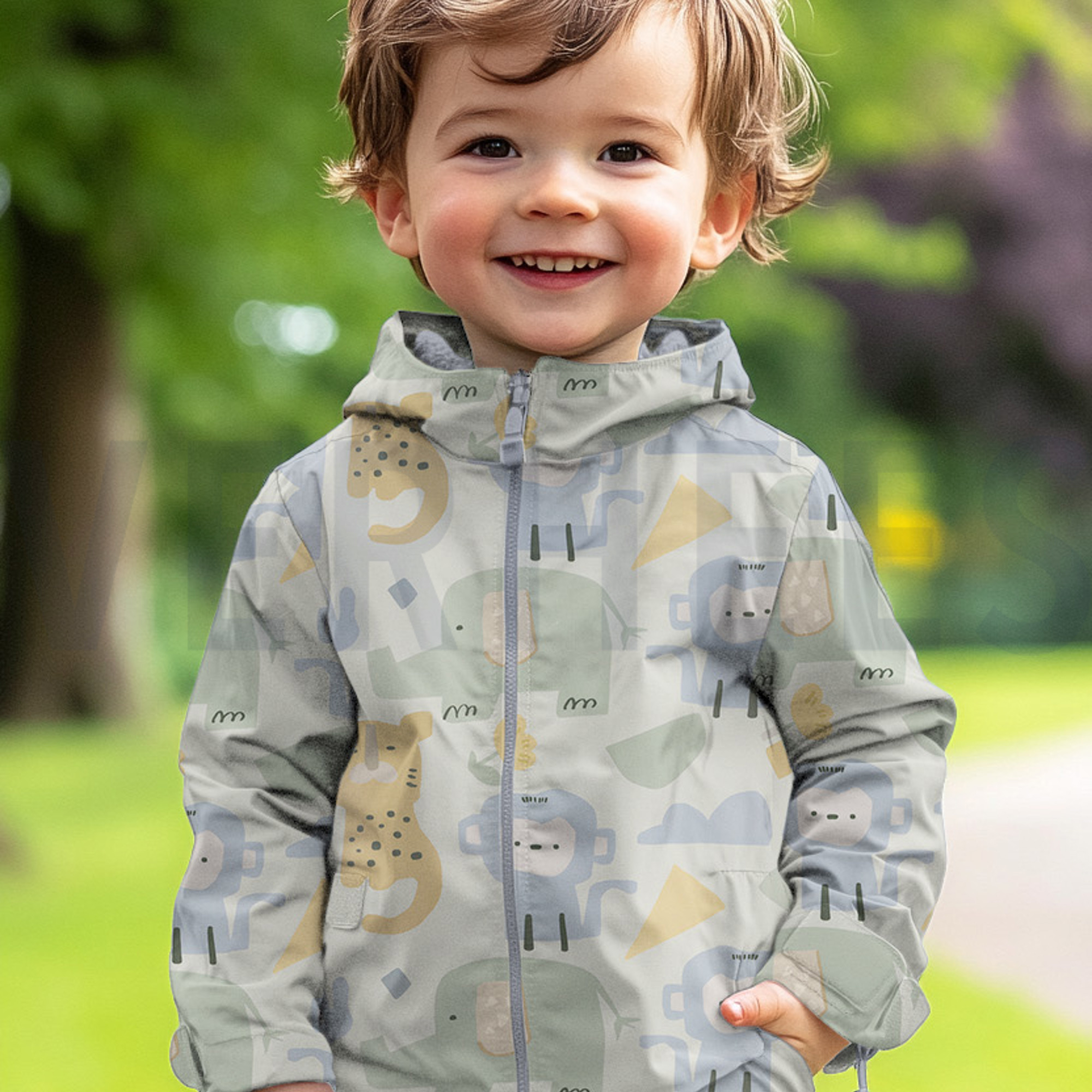 RAINCOAT SAFARI ANIMALS ECRU (high resolution) #7