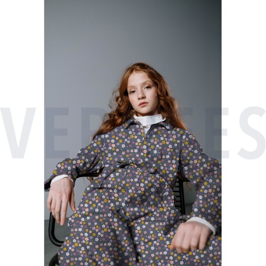 FEINCORD KLEINE BLUMEN SCHWARZ #7