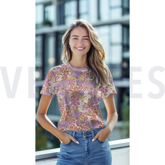 JERSEY FLOWERS BEIGE #7