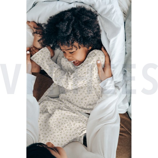 DOUBLE GAUZE SMALL LEAVES ECRU #7