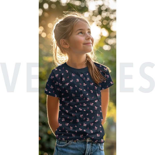 JERSEY MELANGE FLOWERS DARK MINT #7