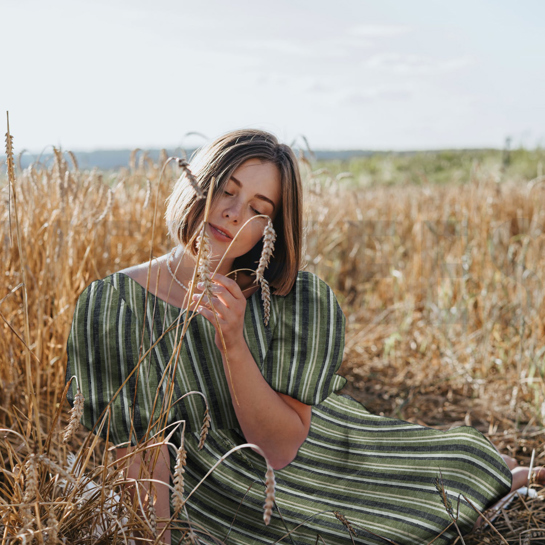 LINEN YARN DYED STRIPES RUST #7
