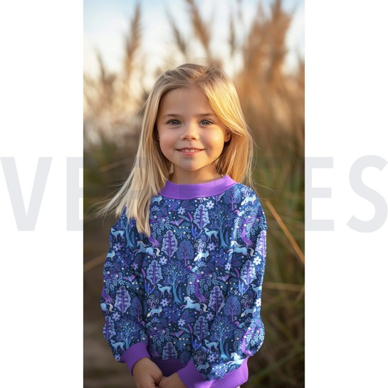 FRENCH TERRY DIGITAL FOREST ANIMALS NAVY #7