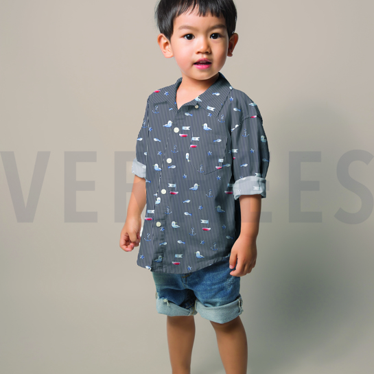 POPLIN DIGITAL MARITIME NAVY #7