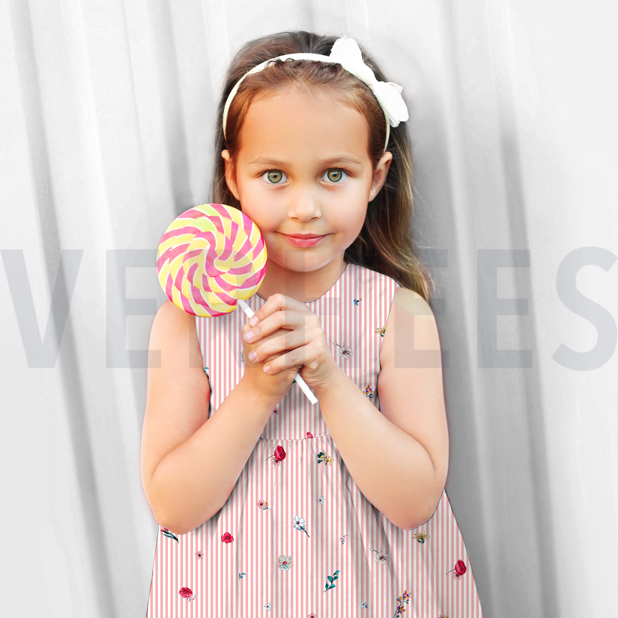 POPLIN DIGITAL FLOWERS WITH STRIPES LIGHT YELLOW (high resolution) #7