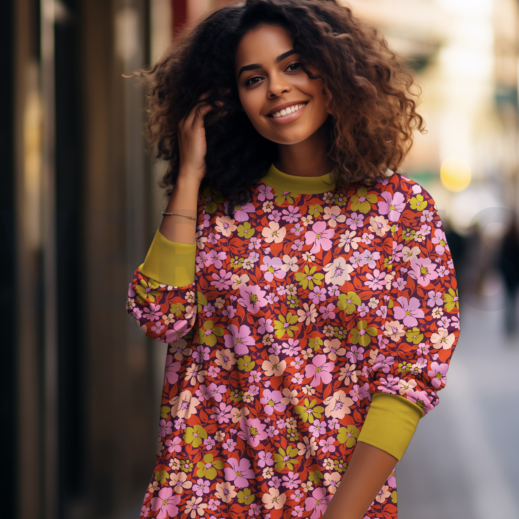 FRENCH TERRY FLOWERS BORDEAUX/ RED (high resolution) #7