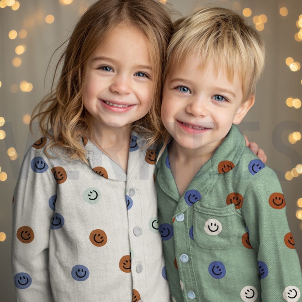 FLANNEL HAPPY FACES OFF-WHITE / LILAC #7
