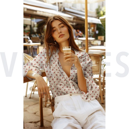 DOUBLE GAUZE DOBBY FLOWERS PEACH #7