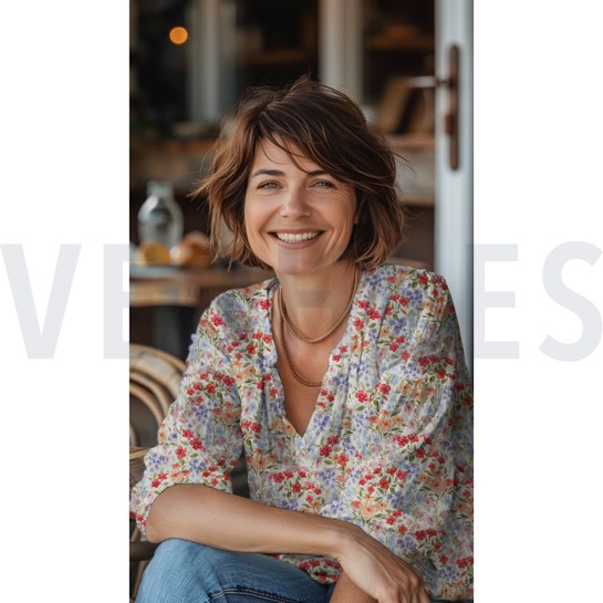 LIN VISCOSE CRÊPE DIGITAL FLEURS BLANC CASSÉ #7