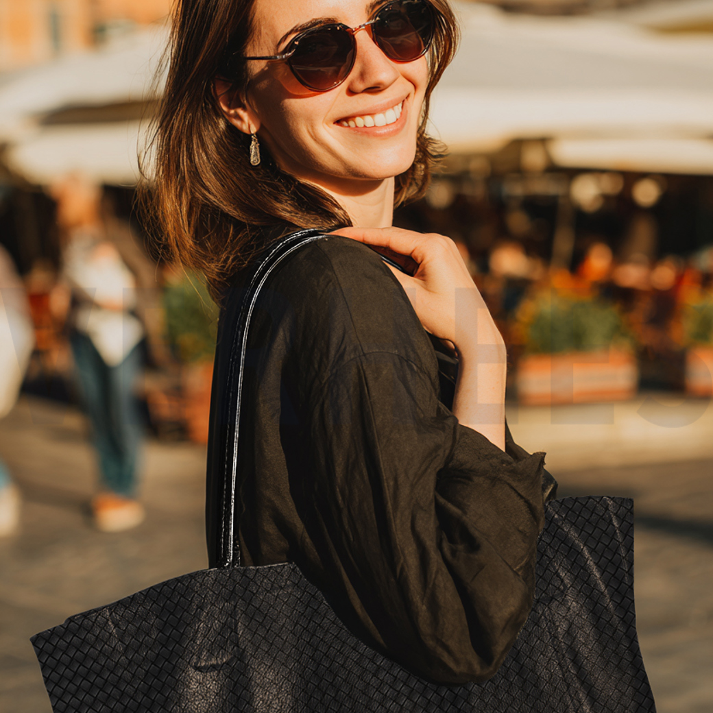 FAUX LEATHER WOVEN BLACK #7