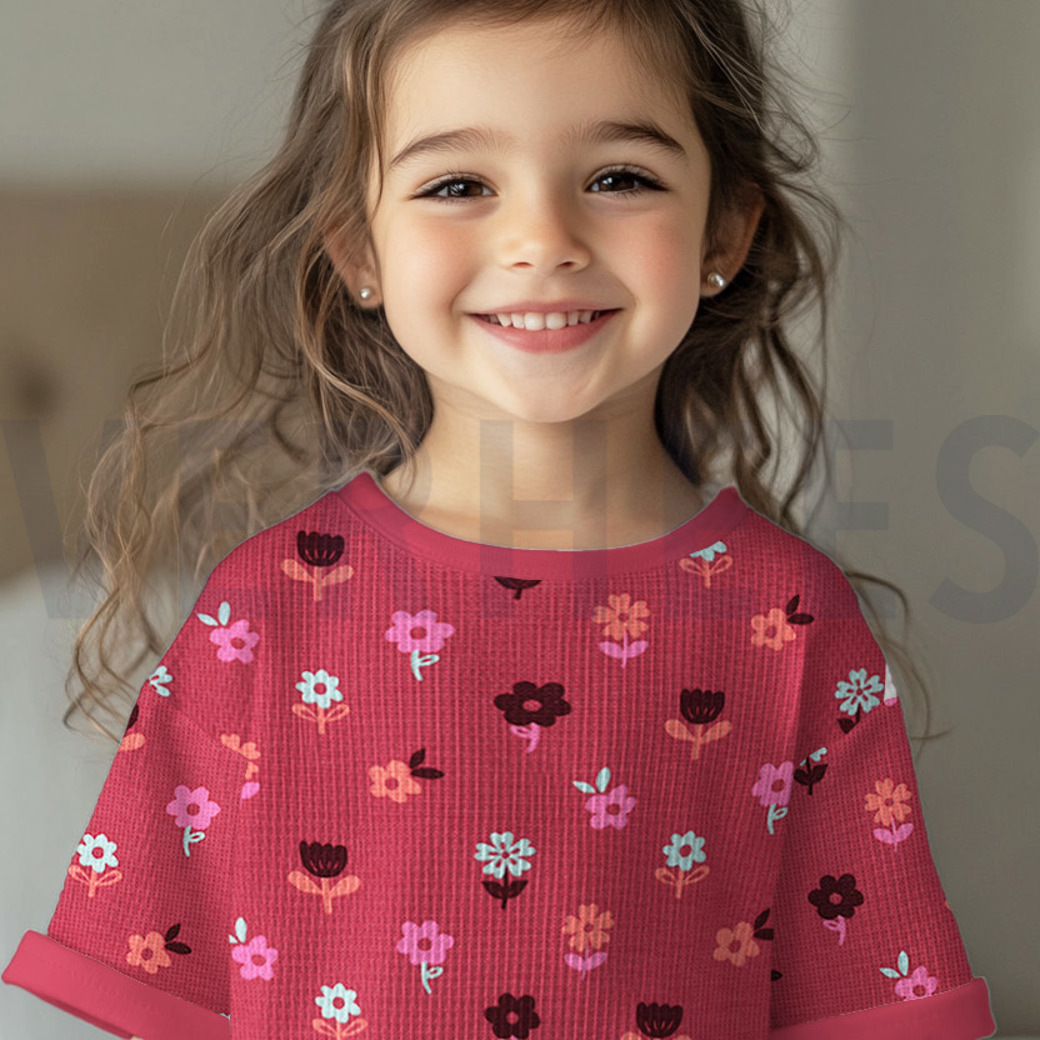 WAFFLE JERSEY FLOWERS NAVY #7