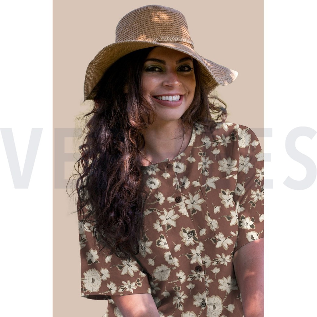 LINEN WASHED BIG FLOWERS LIGHT SAND #7