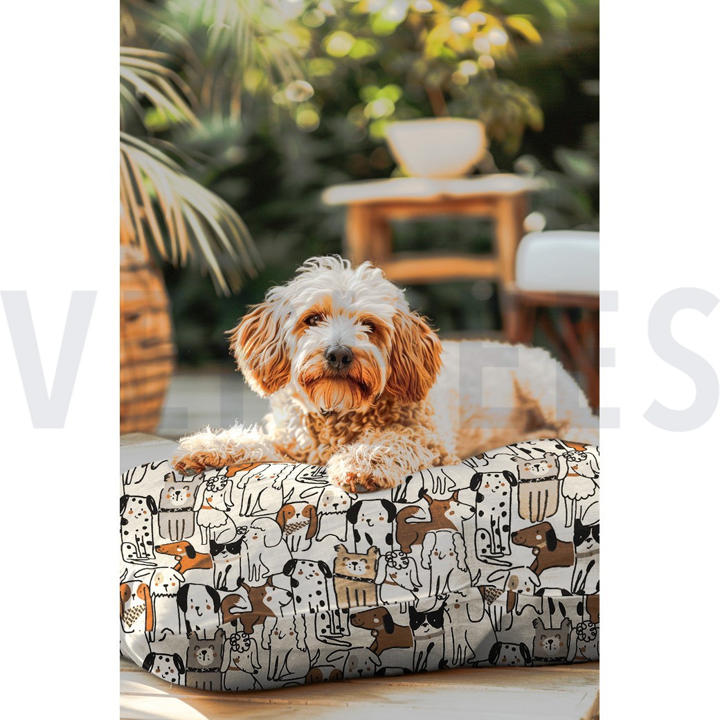 CANVAS LINEN LOOK DOGS NATURAL #7