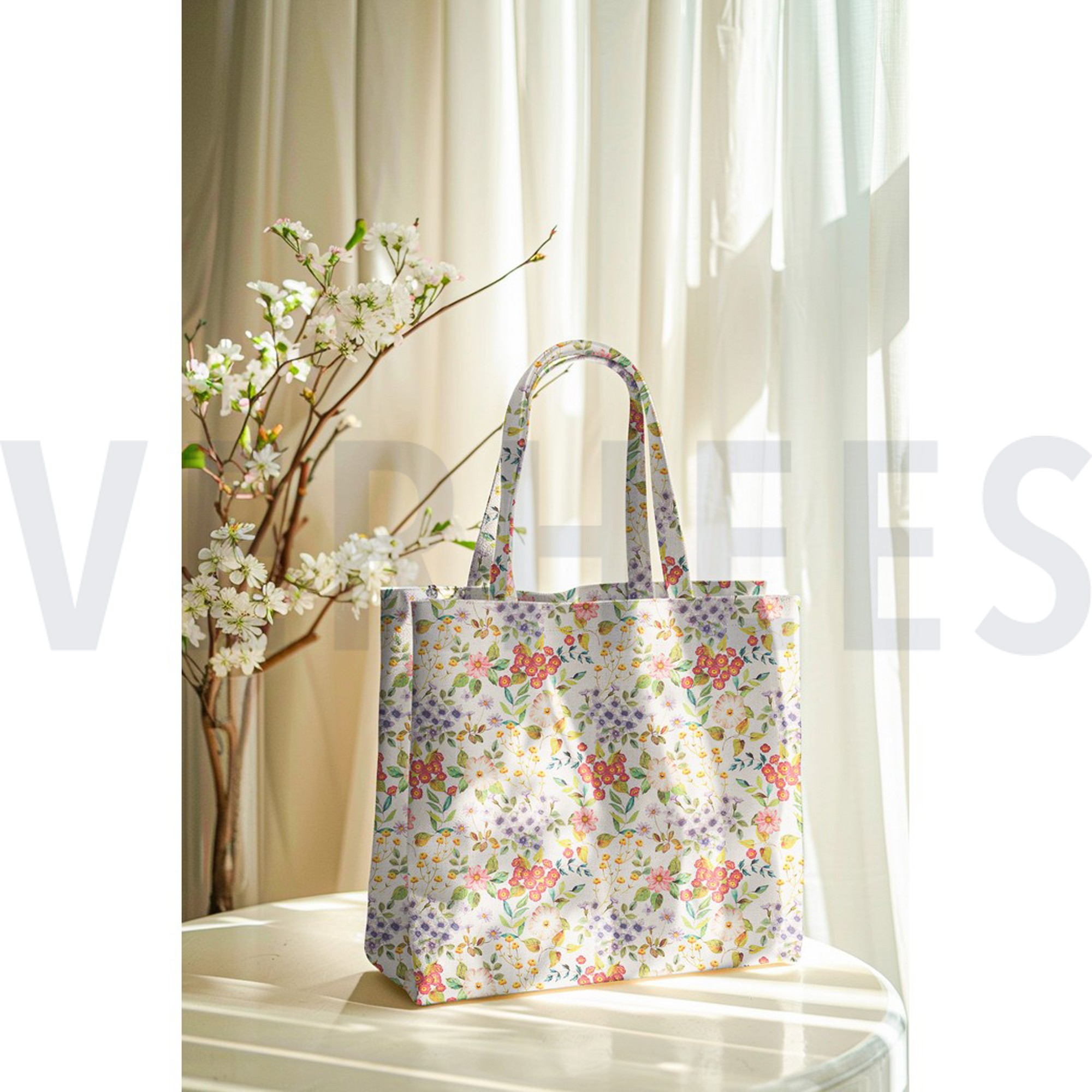 CANVAS LINEN LOOK DIGITAL FLOWERS NATURAL (high resolution) #7