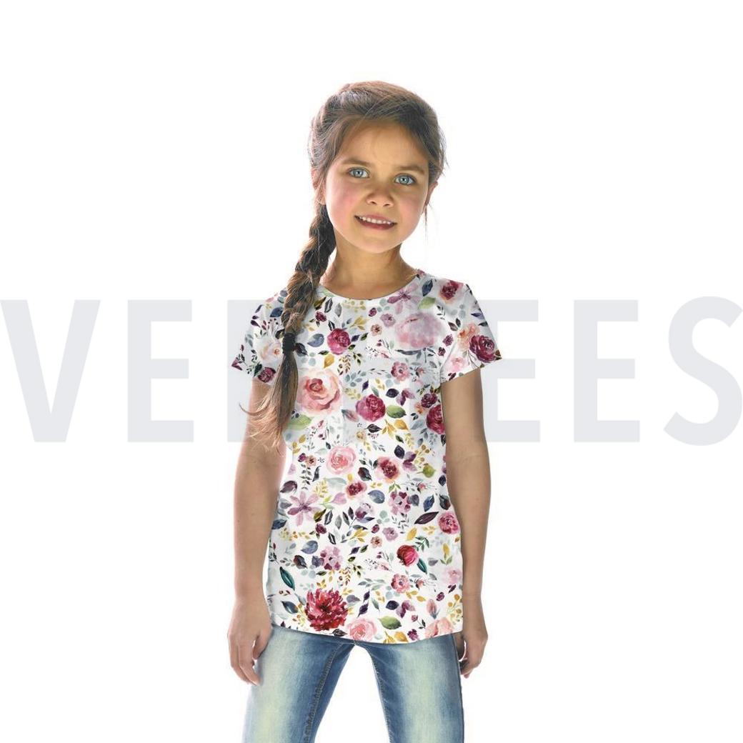 JERSEY GOTS DIGITAL PAINTED FLOWERS NAVY #7
