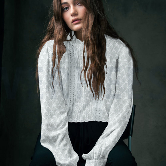 KATOEN EMBROIDERY TWEEZIJDS GOLF WIT #7