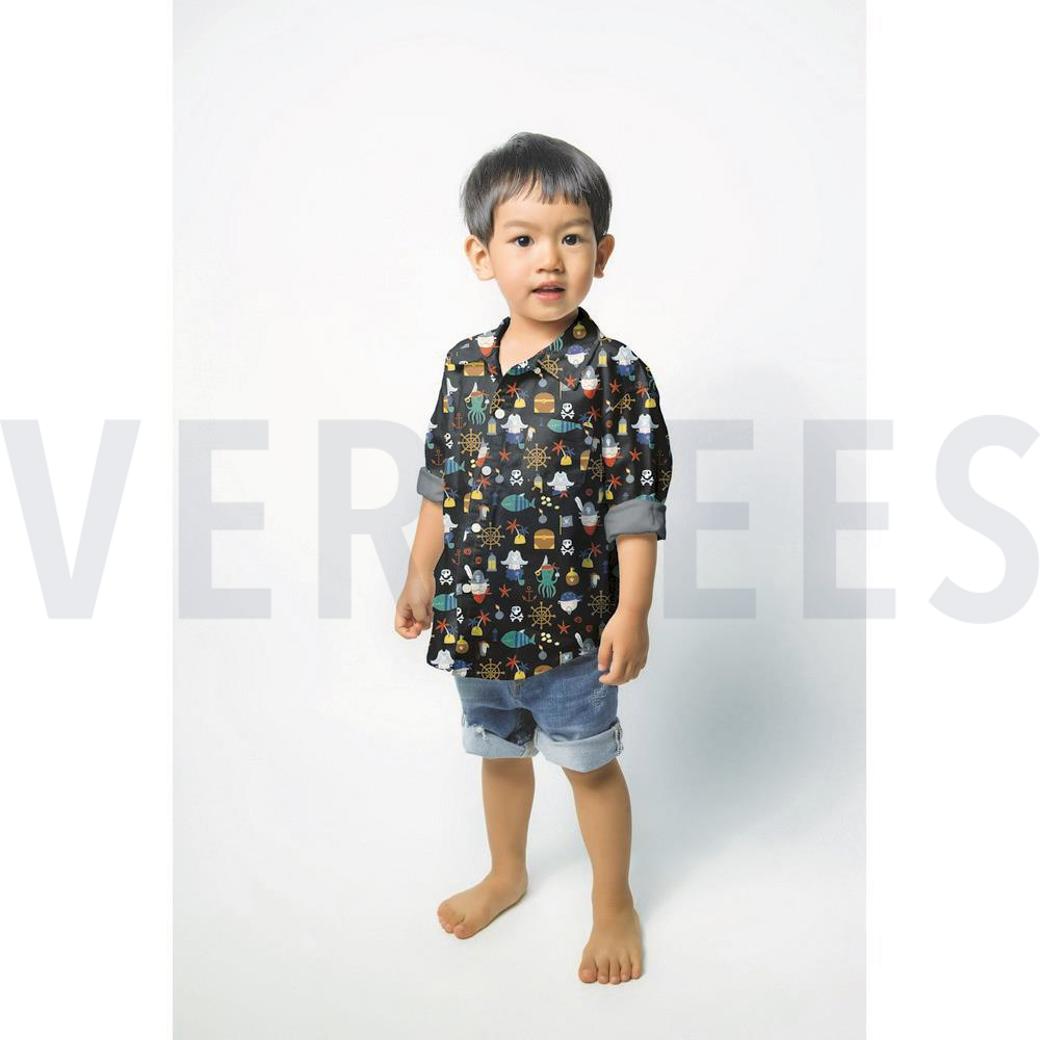 POPLIN PIRATES BLUE #7