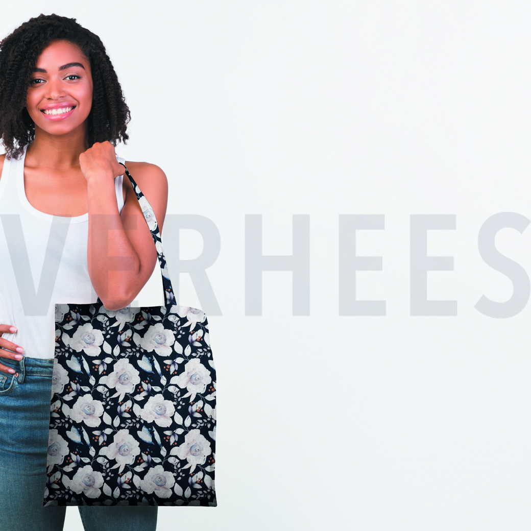 CANVAS DIGITAL FLOWERS NAVY #7