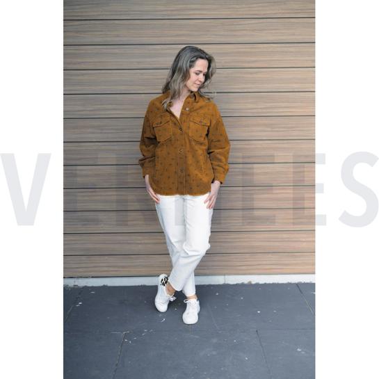 CORDUROY BABYRIB GINKGO BILOBA GEBROKEN WIT #7